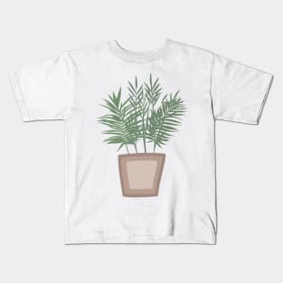 Green Leaves Vase Abstract Shapes Earth Toned  Boho Design Kids T-Shirt